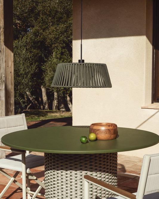 Aldet ceiling lamp shade in green flat rope cord Ø46cm