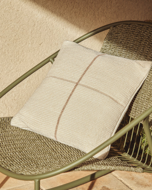 Housse de coussin Atima 100 % PET jacquard beige 45 x 45 cm