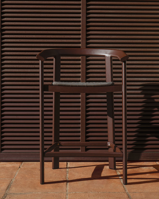 Tabouret Erice en aluminium et corde marron 75 cm