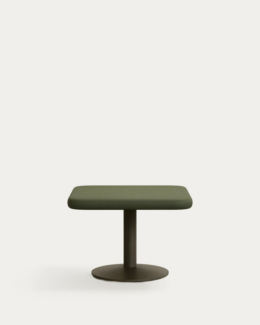 Table d'extérieur Elsida avec plateau en béton vert 70 x 70 cm et pied en acier noir Ø 42 x 45 cm