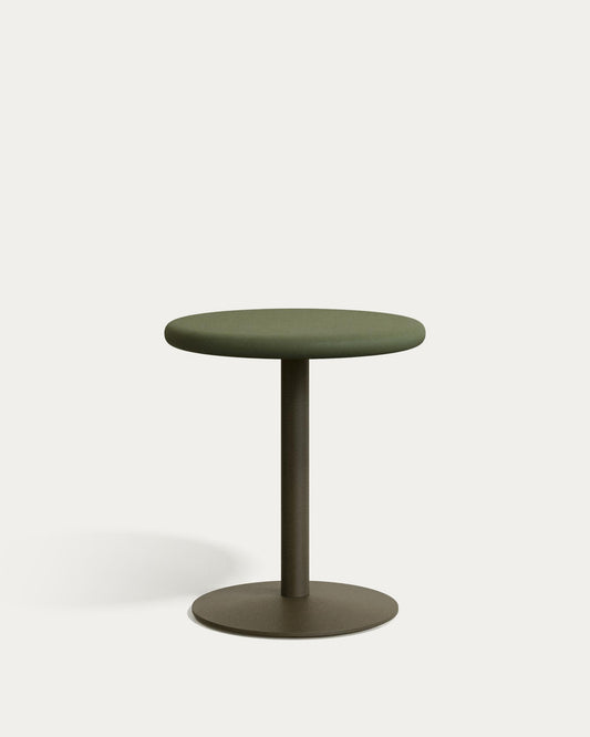 Table ronde d'extérieur Esilda avec plateau en béton vert Ø 70 cm et pied en acier vert Ø 55 x 72 cm