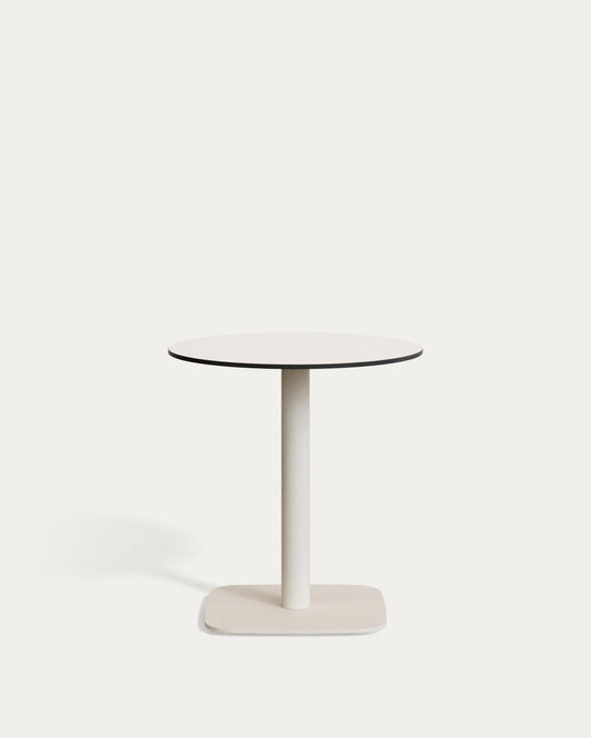 Table ronde d'extérieur  Dina blanco avec pied en métal et finition peinte blanche Ø 68x70cm