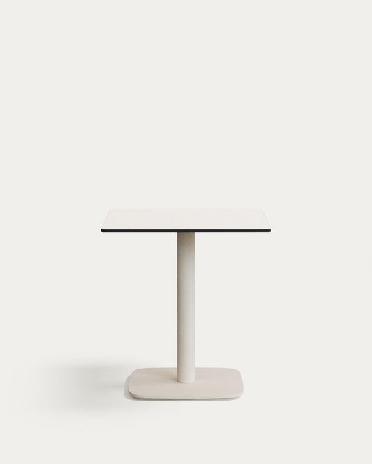 Table d'extérieur Dina blanco avec pied en métal et finition peinte blanche  68 x 68 x 70 cm