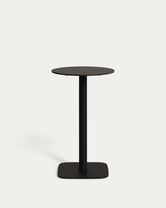 Table ronde haute d'extérieur  Dina noire avec pied en métal et finition peinte noire Ø 60x96 cm