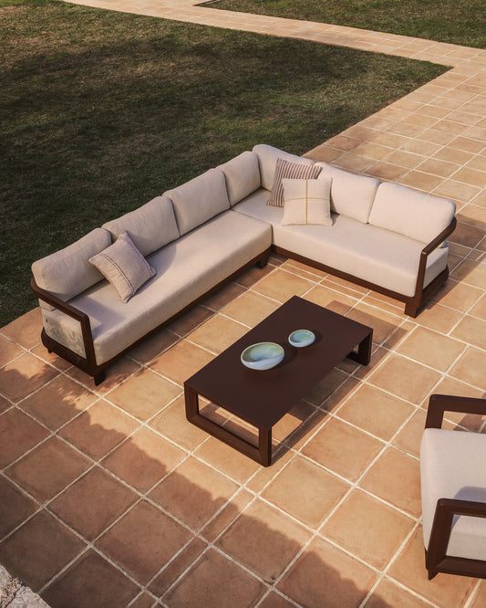 Canapé Nerano 3 places en aluminium marron 208 cm