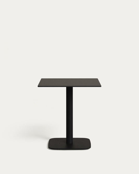 Table d'extérieur Dina noire avec pied en métal et finition peinte noire 68 x 68 x 70 cm