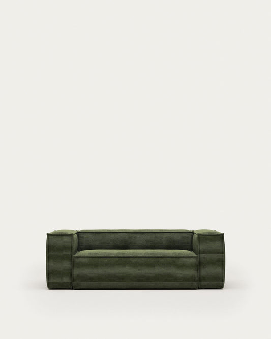 Canapé Blok 2 places en velours côtelé épais vert 210 cm – Certifié FSC Mix Credit