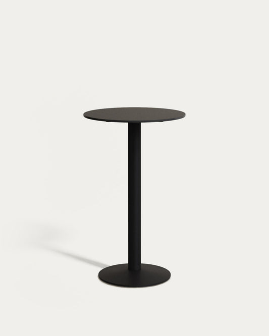 Table haute ronde Esilda noire avec pied en métal et finition peinte noire Ø 60 x 96 cm