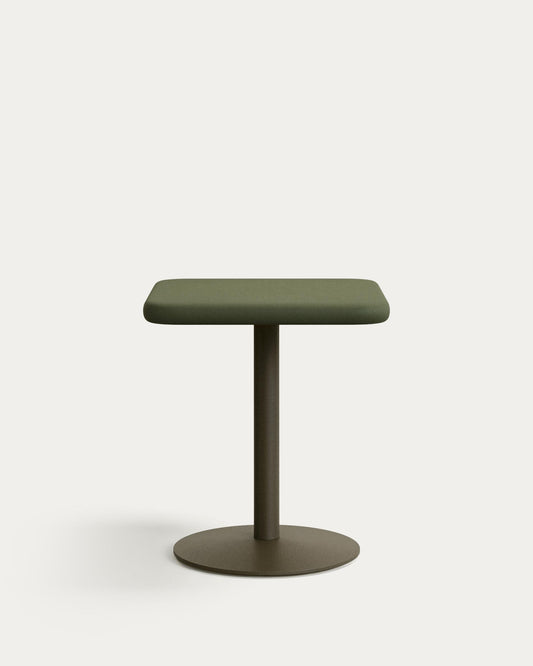 Table d'extérieur Elsida avec plateau en béton vert 70 x 70 cm et pied en acier vert Ø 55 x 72 cm