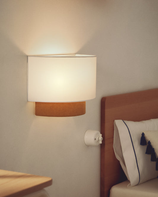 Bianella cotton and mustard corduroy wall light Ø 40cm