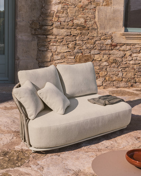 Canapé Osani 2 places en aluminium écru et corde taupe 170 cm