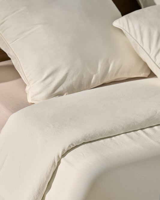 Housse de couette Sirale 100 % satin de coton fini lavé blanc pour lit de 90 cm