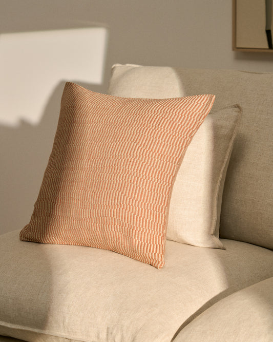 Housse de coussin Nerel en coton et lin jacquard orange 50 x 50 cm