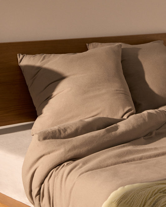 Ensemble Simmel de 2 taies d’oreiller en mélange de lin marron 65 x 65 cm