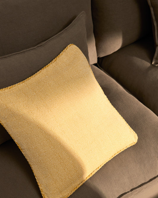Housse de coussin Filor en coton avec tressage jaune 50 x 50 cm