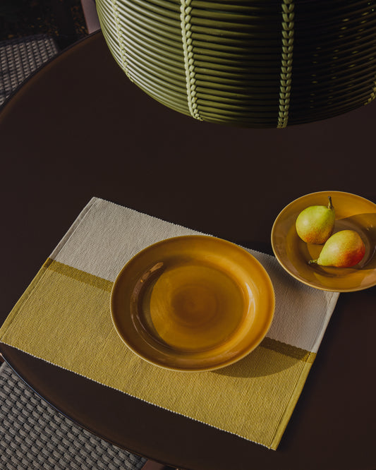 Ensemble Tari de 2 sets de table 100% coton jaune 35 x 50 cm