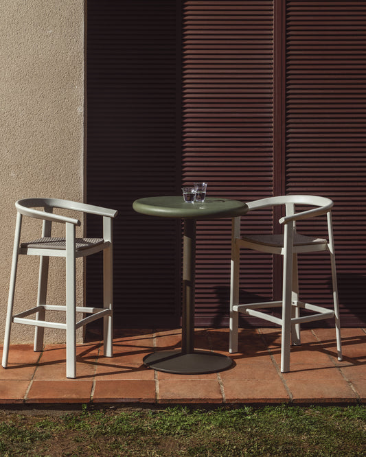 Tabouret Erice en aluminium et corde écrue 75 cm