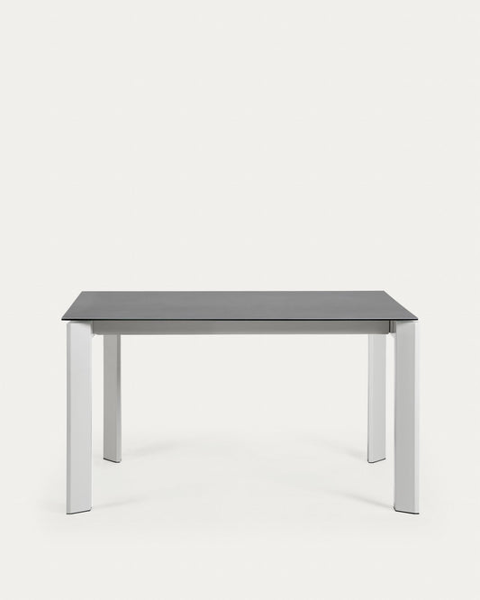 Table extensible Axis grès cérame finition Vulcano Roca pieds gris 140 (200) cm