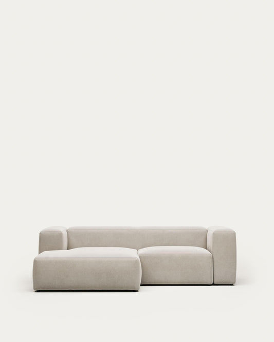 Canapé Blok 2 places en chenille avec méridienne gauche beige 240 cm – Certifié FSC Mix Credit