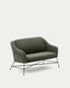 Brida 2-seater sofa in green and steel legs with black finish, 128 cm