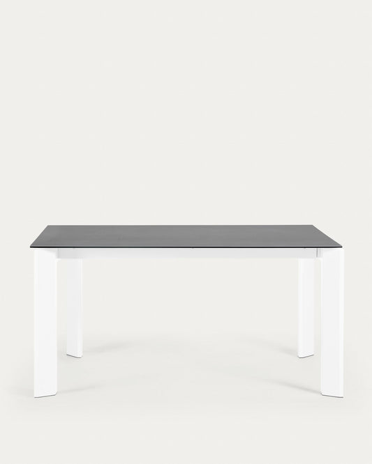 Axis porcelain extendable table in Volcano Rock finish with white legs 160 (220) cm