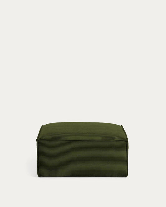 Repose-pieds Blok en velours côtelé épais vert 90 x 74 cm – Certifié FSC Mix Credit
