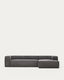 Canapé Blok 4 places en velours côtelé épais avec méridienne gauche gris 330 cm – Certifié FSC Mix Credit