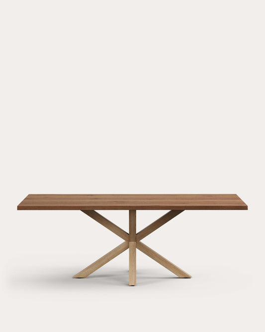 Table Argo en plaqué chêne vieilli et pieds en acier effet bois 220 x 100 cm