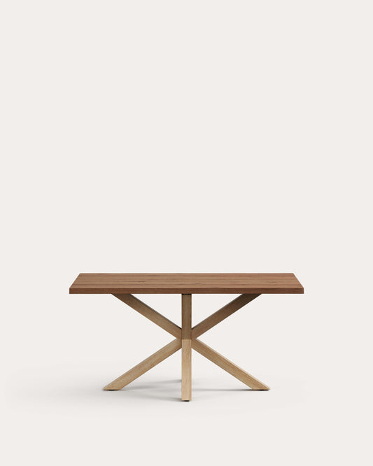 Table Argo en plaqué chêne vieilli et pieds en acier effet bois 160 x 90 cm