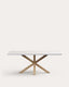 Table Argo en mélaminé finition blanche et pieds en acier effet bois 200 x 100 cm