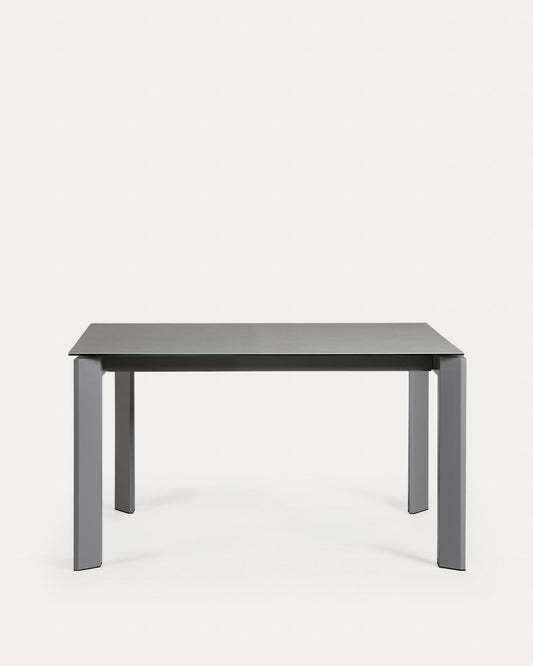 Table extensible Axis grès cérame finition Hydra Plomo pieds acier anthracite 140(200)cm