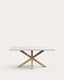 Table Argo en mélaminé finition blanche et pieds en acier effet bois 180 x 100 cm