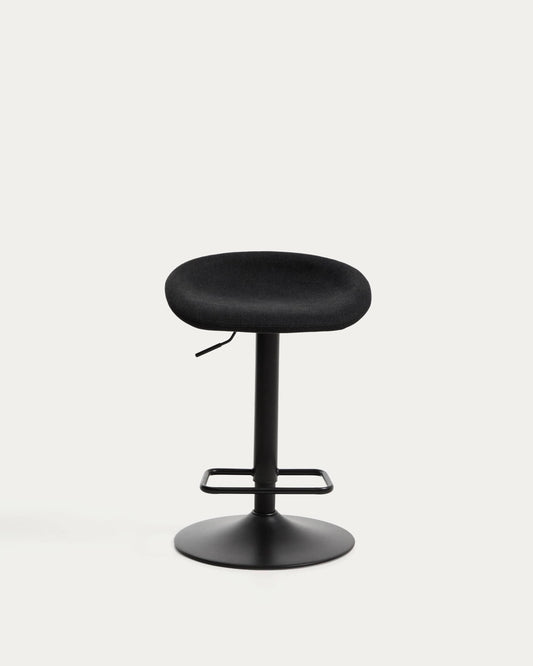 Tabouret Danua en chenille noire et acier noir mat 68-89 cm FSC 100 %