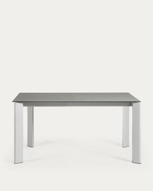 Table extensible Axis grès cérame finition Hydra Plomo pieds gris 160 (220) cm