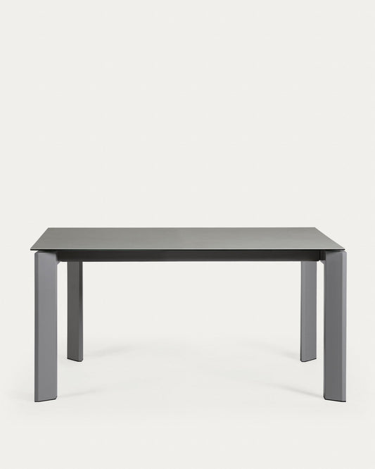 Table extensible Axis grès cérame finition Hydra Plomo pieds anthracite 160 (220) cm