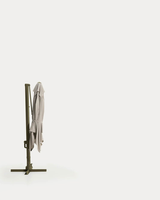 Parasol déporté Noli beige avec armature en aluminium vert 300 x 300 cm