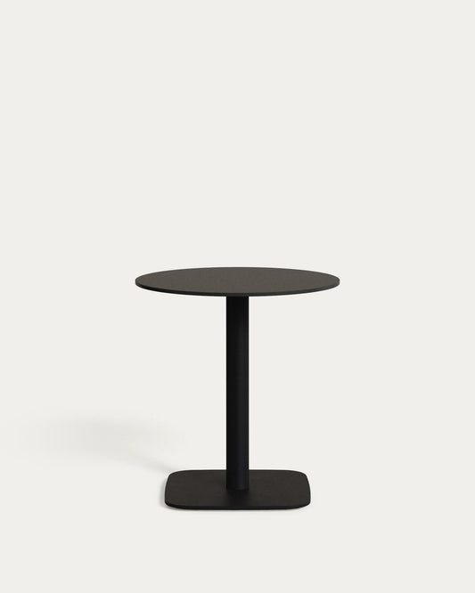 Table ronde d'extérieur Dina negro avec pied en métal et finition peinte noire  Ø 68x70 cm