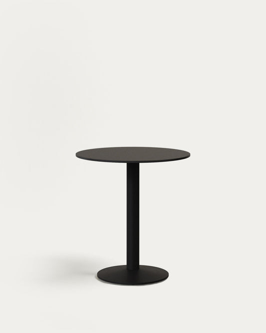 Table ronde d'extérieur Esilda noire avec pied en métal et finition peinte noire Ø 70 x 70 cm