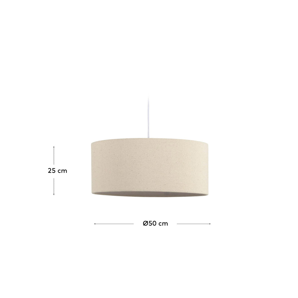 Abat-jour suspension grand Nazli en lin finition beige Ø 50 cm