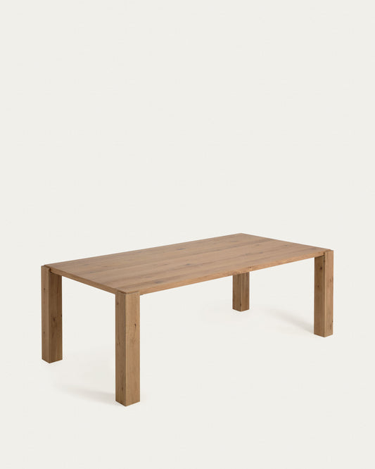 Table Deyanira en contreplaqué de chêne et pieds en bois de chêne 220 x 110 cm