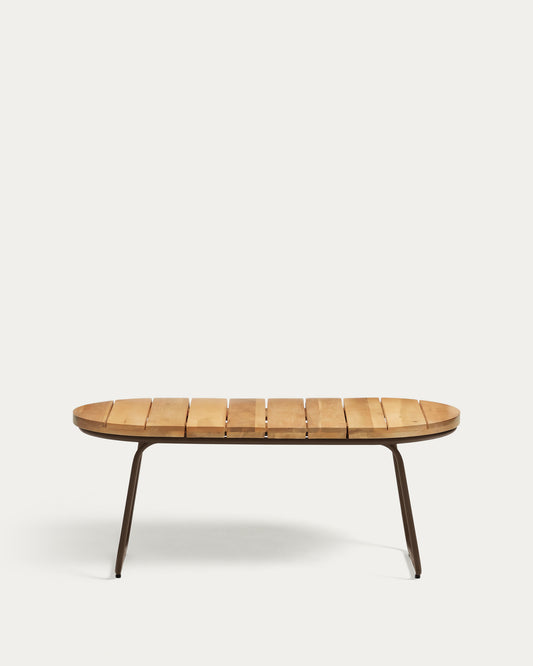 Table basse d'extérieur Salguer bois acacia acier marron Ø 100 x 50cm FSC 100%