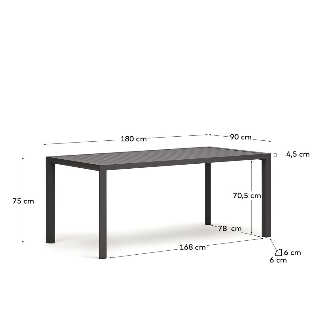Table de jardin Culip en aluminium finition grise 180 x 90 cm
