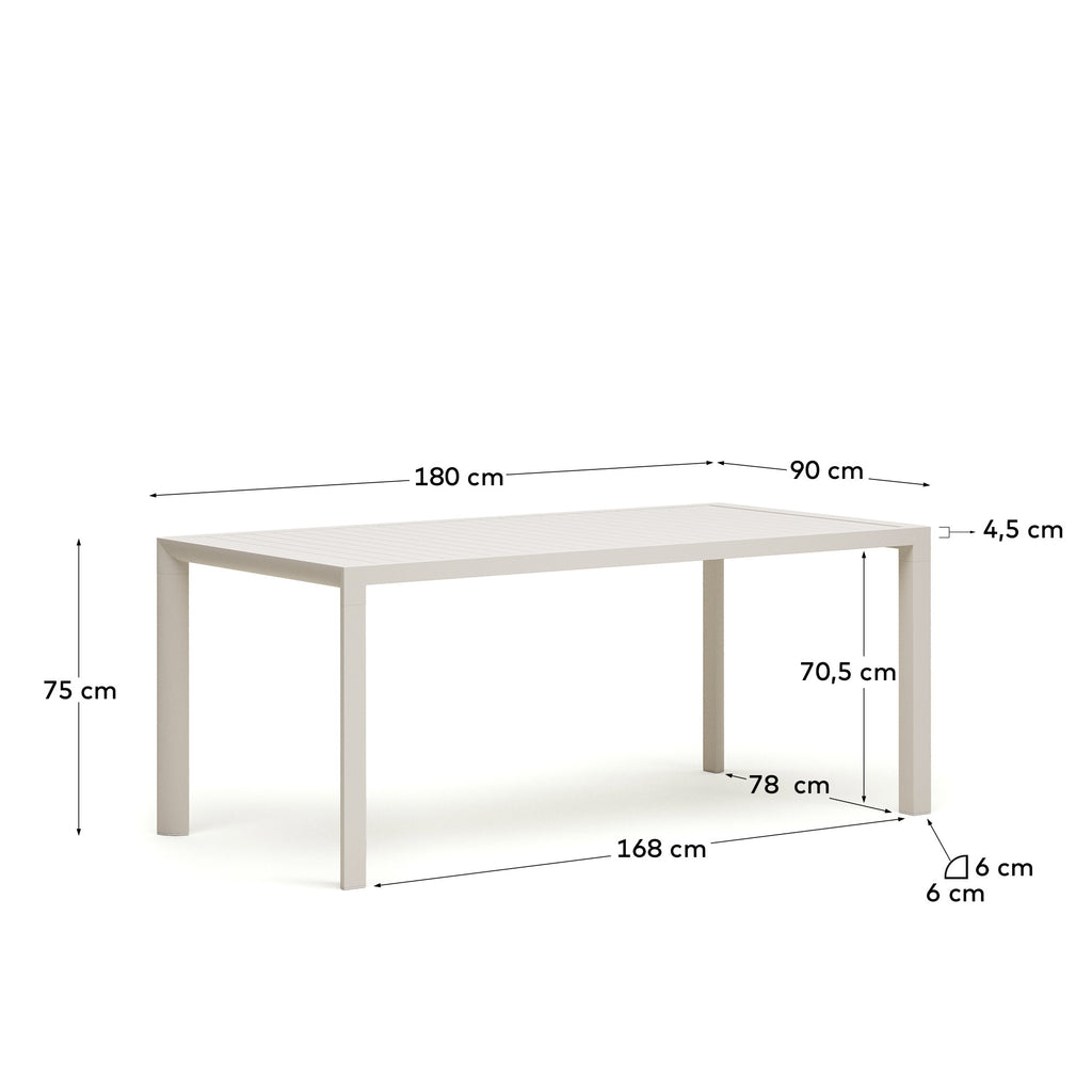 Table de jardin Culip en aluminium finition blanche 180 x 90 cm