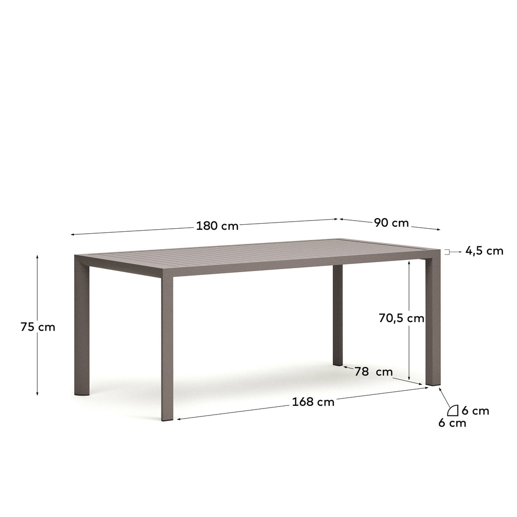 Table de jardin Culip en aluminium finition marron 180 x 90 cm