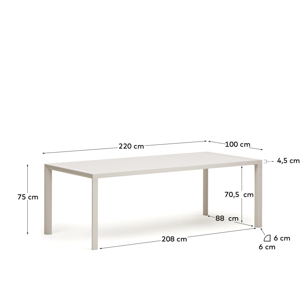 Table de jardin Culip en aluminium finition blanche 220 x 100 cm