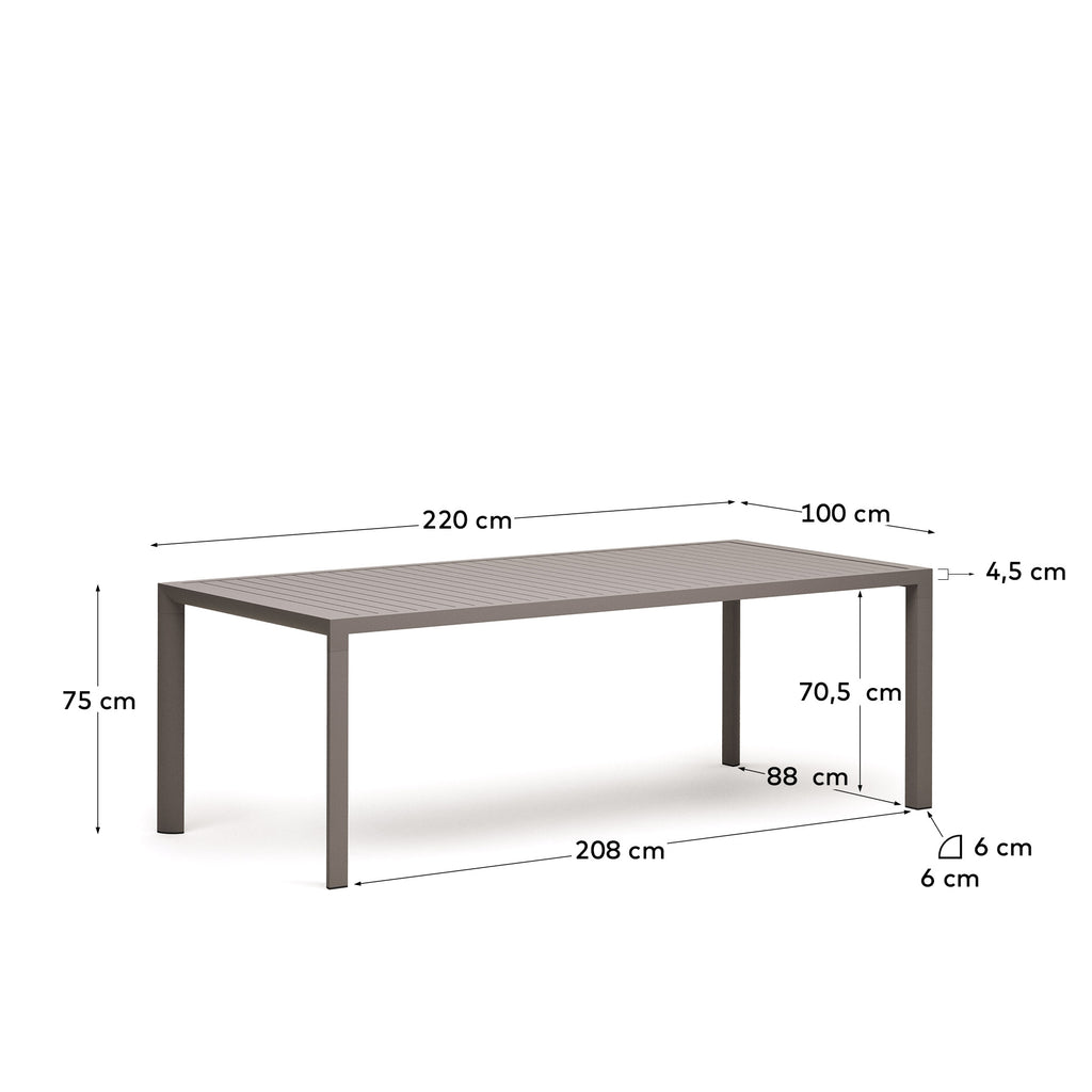 Table de jardin Culip en aluminium finition marron 220 x 100 cm