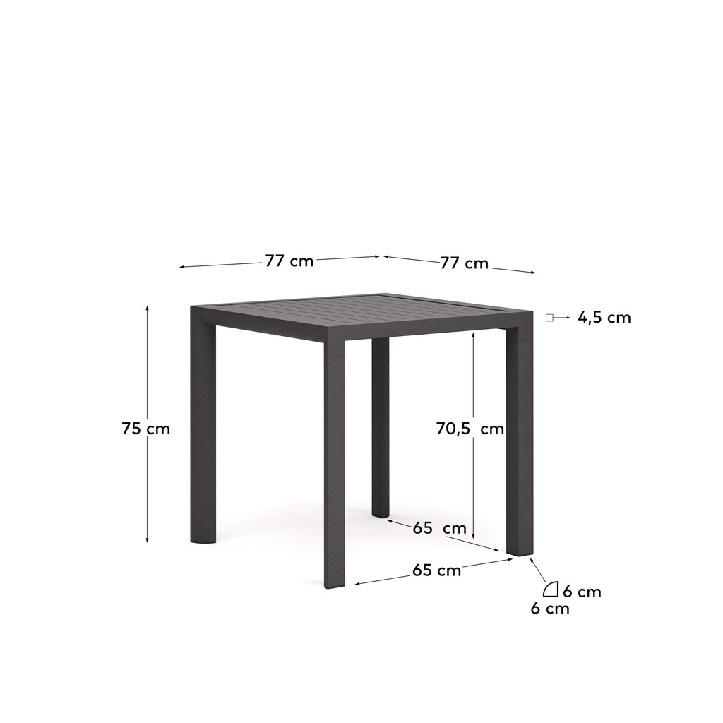Table de jardin Culip en aluminium finition grise 77 x 77 cm