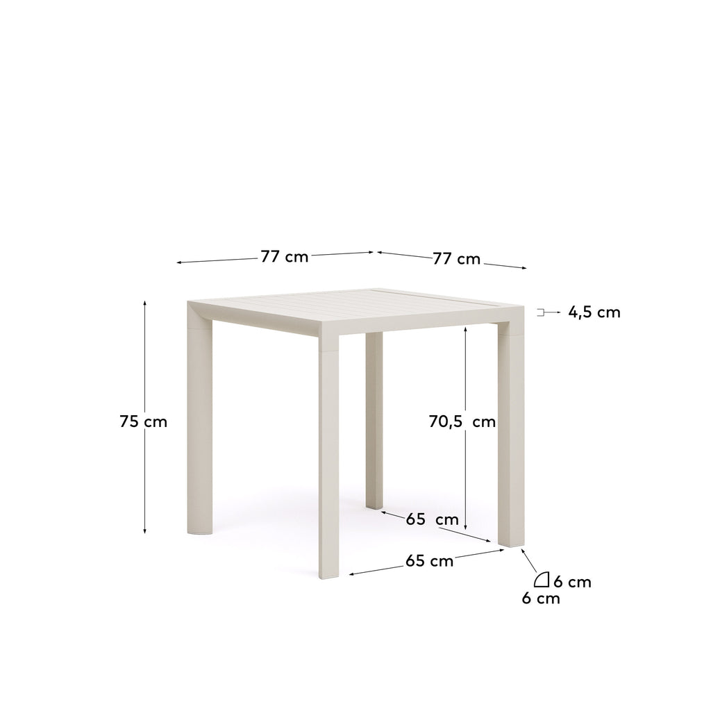 Table de jardin Culip en aluminium finition blanche 77 x 77 cm
