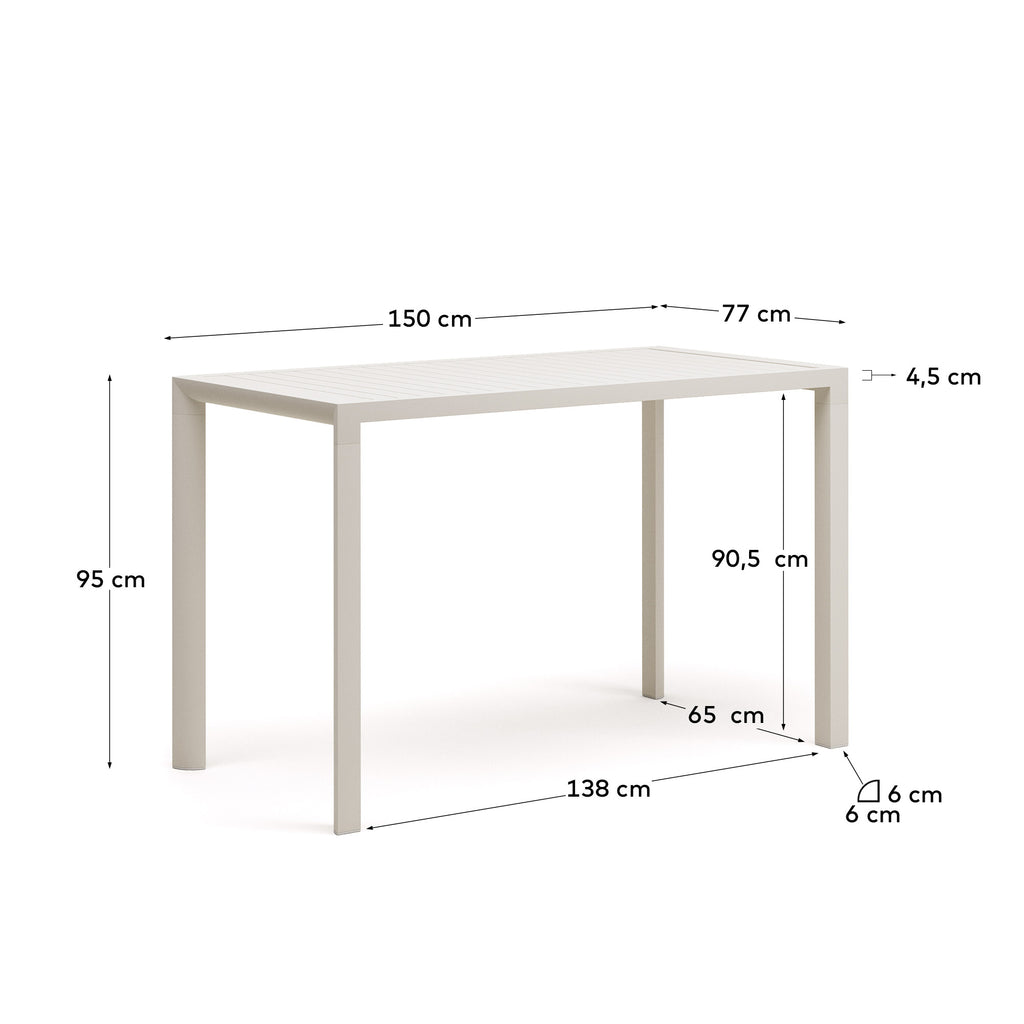 Table haute de jardin Culip en aluminium finition blanche 150 x 77 cm