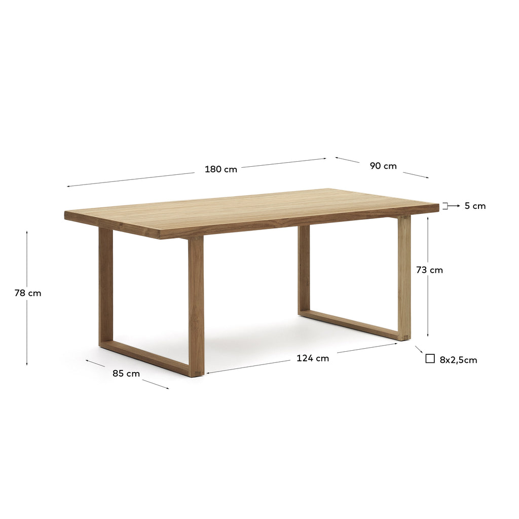 Canadell 100% outdoor solid recycled teak table, 180 x 90 cm